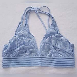Pink Victoria Secret Baby Blue Lace Bralette with Silver Accents SMALL